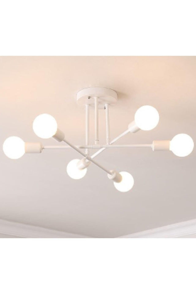 Akra 6 White Ceiling Mounted/Plafonyer Chandelier - Swordslife