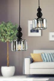 Alaba 2.li Chandelier Black Transparent Stone - Swordslife