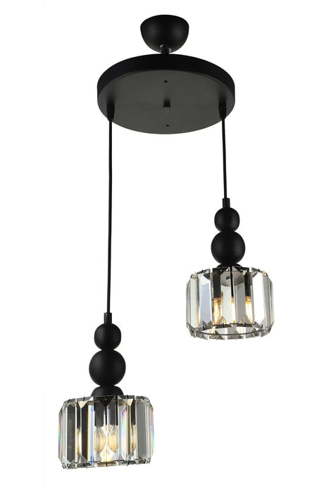 Alaba 2.li Chandelier Black Transparent Stone - Swordslife