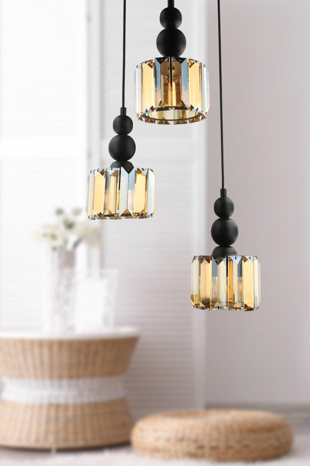 Alaba 3rd Chandelier Black Honey Stone - Swordslife