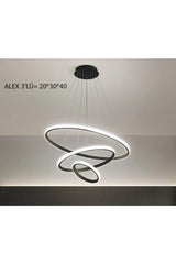 Alex Black and White 3 Triple Led Chandelier - Swordslife