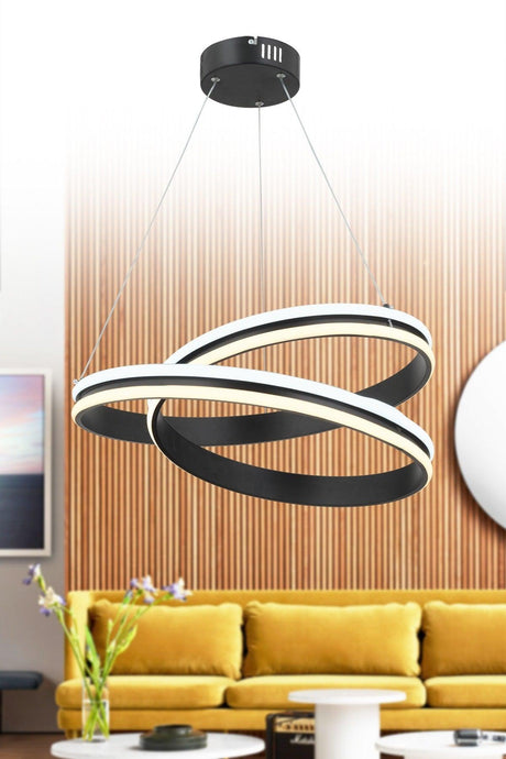 Alkım Black Modern 3 Color Light Led Chandelier - Swordslife