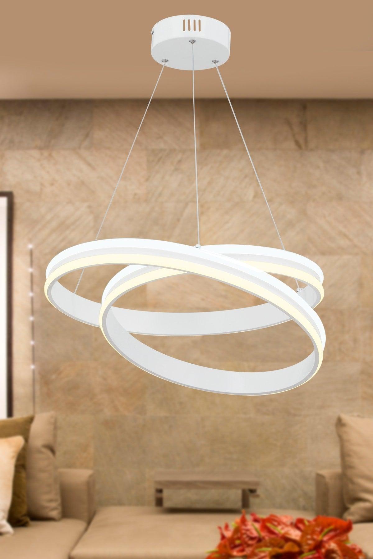 Alkım White Modern 3 Color Light Led Chandelier - Swordslife