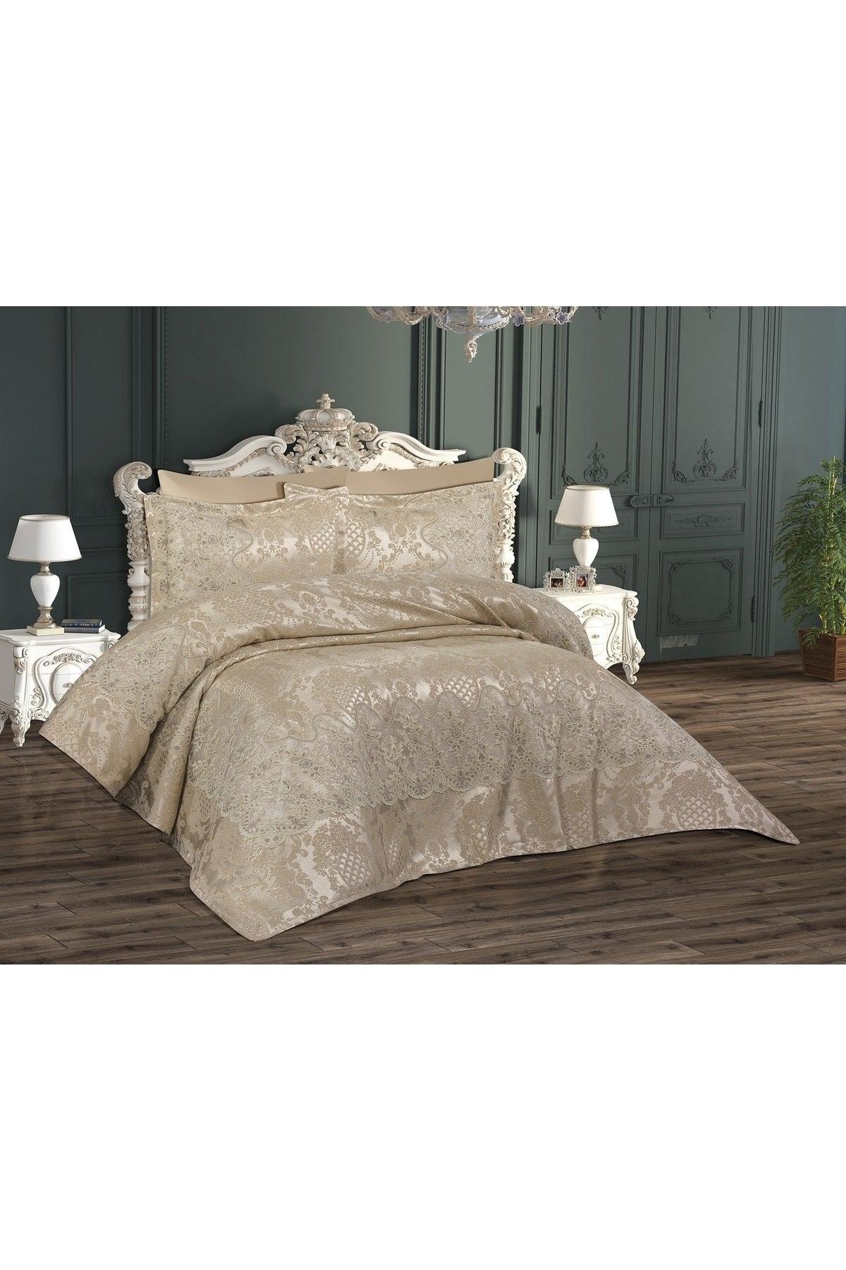 Alya 6 Pieces Cappuccino Bedspread Set Double (Bed Cover + Sheet + Pillow) - Swordslife