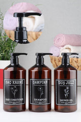 Amber 3 Pcs Bath Set Shampoo Shower Gel And Conditioner 1000 Ml Hard Plastic - Swordslife