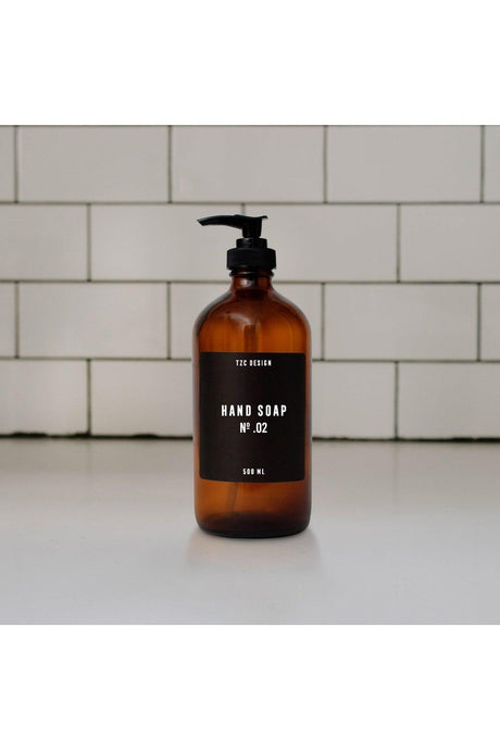 Amber Brown Glass Bottle Hand Soap 500 Ml Black Label - Swordslife