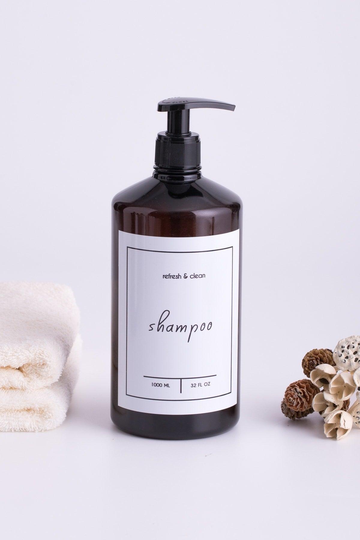Amber Glass Look Plastic Shampoo Bottle 1000ml - Swordslife