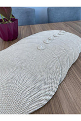 American 6 Pieces Cream Color Wicker Serving Runner Supla Knitted Plate Mat Non-flammable Hand Washable - Swordslife