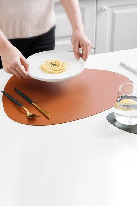 Placemat Leather Tan Color 12 Pieces Tulipa - Swordslife