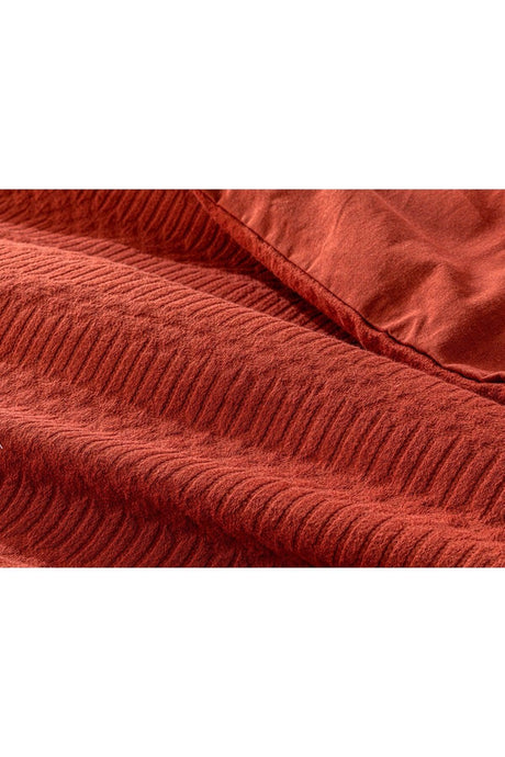 Ancient Diamond Embossed Jacquard Double Duvet Cover Set 200x220 Cm Terracotta - Swordslife