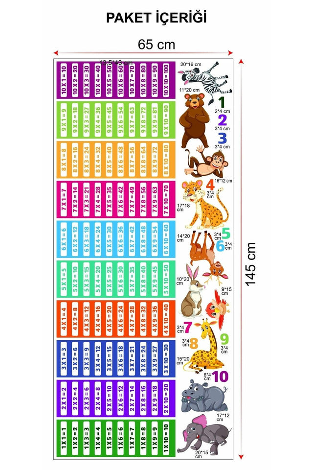 Animals Multiplication Table Sticker - Swordslife