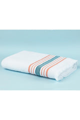 Annecy Bath Towel - White / Orange - 70x140 Cm - Swordslife