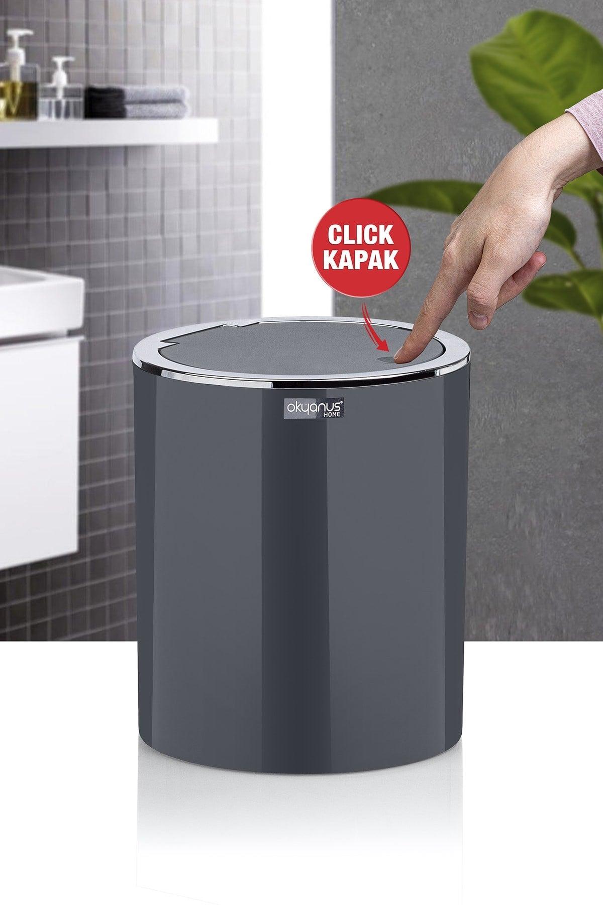 Anthracite Chrome Round Dustbin - Swordslife