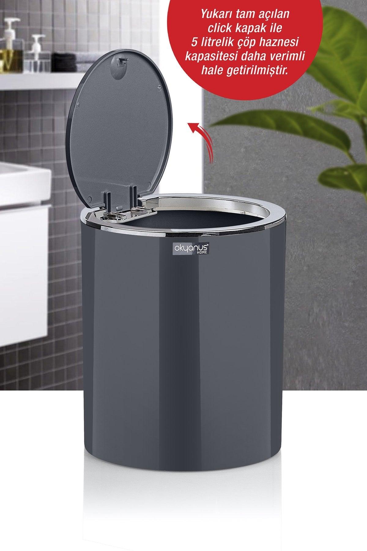 Anthracite Chrome Round Dustbin - Swordslife