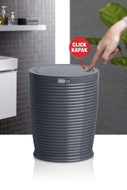 Anthracite Click Lid Elegans Round Dustbin - Swordslife