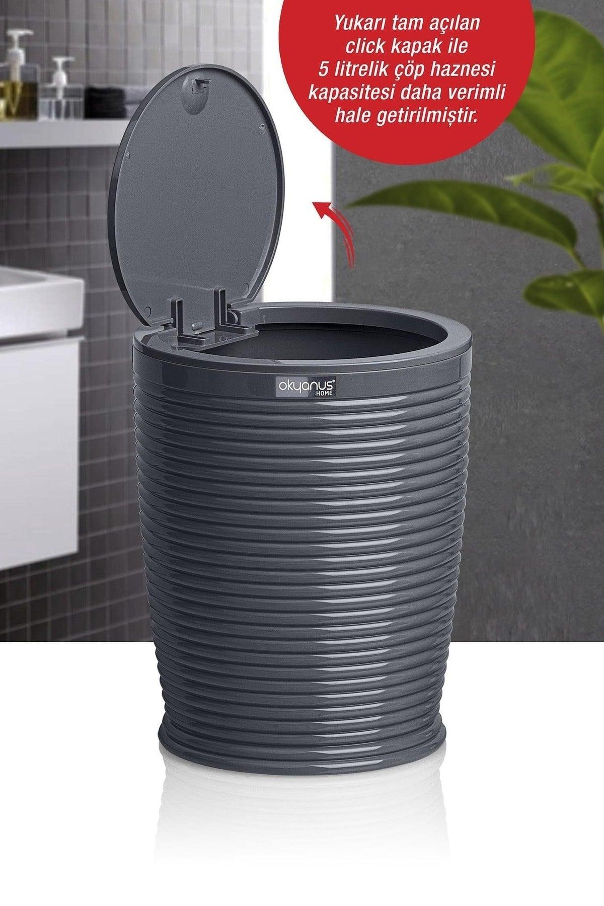 Anthracite Click Lid Elegans Round Dustbin - Swordslife