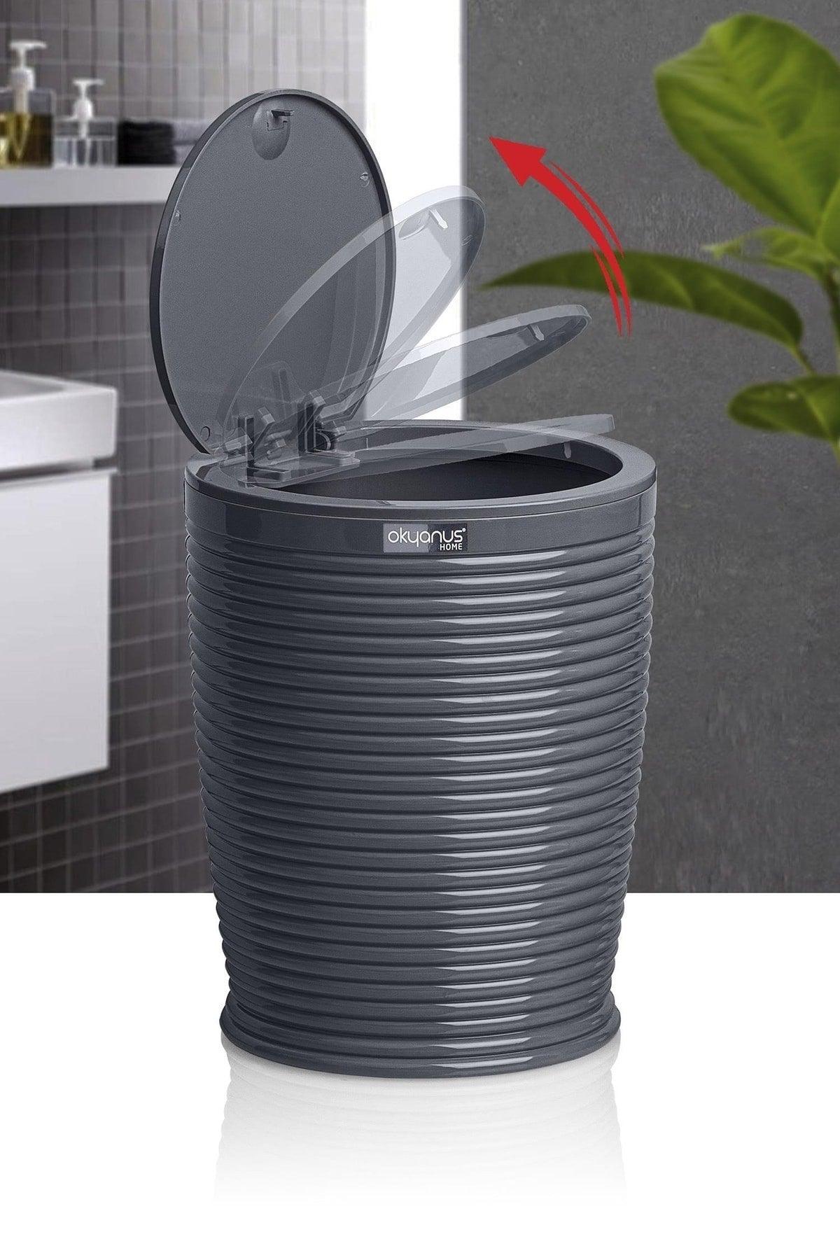 Anthracite Click Lid Elegans Round Dustbin - Swordslife