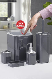 Anthracite Square Chrome 5 Pcs Bathroom Set
