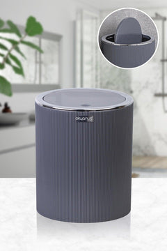Round anthracite striped waste bin for home or office