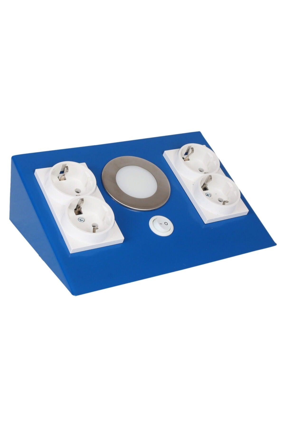 Under Counter Socket Blue Body White 4 Socket