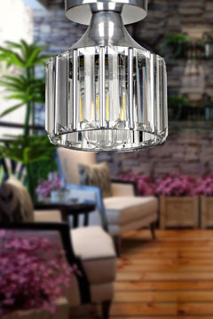 Single crystal ceiling light fixture with chrome finish