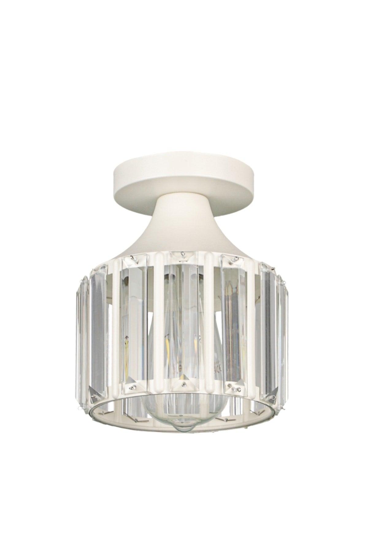 Arel Crystal Ceiling Mount Single Chandelier White - Swordslife