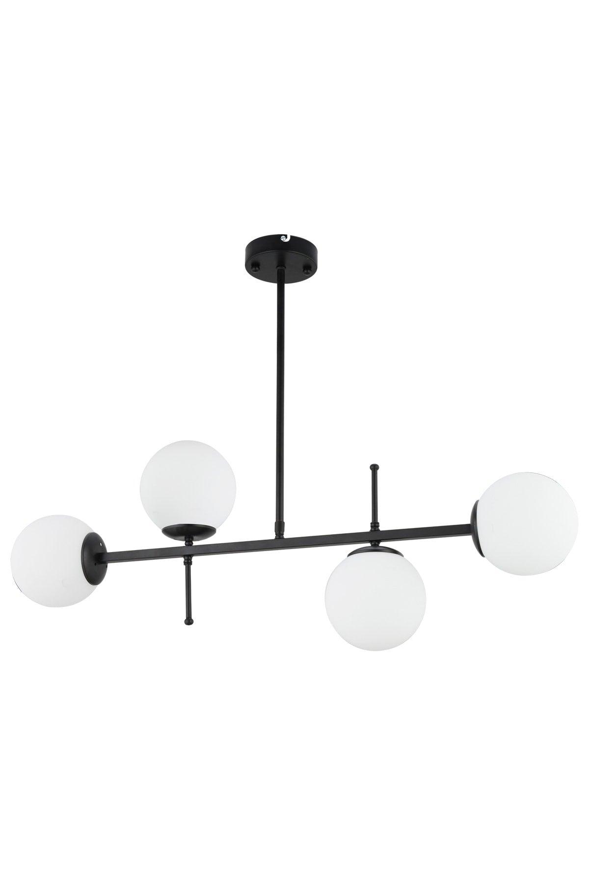 Arjin 4-Set Black and White Glass Chandelier Dining Table - Swordslife