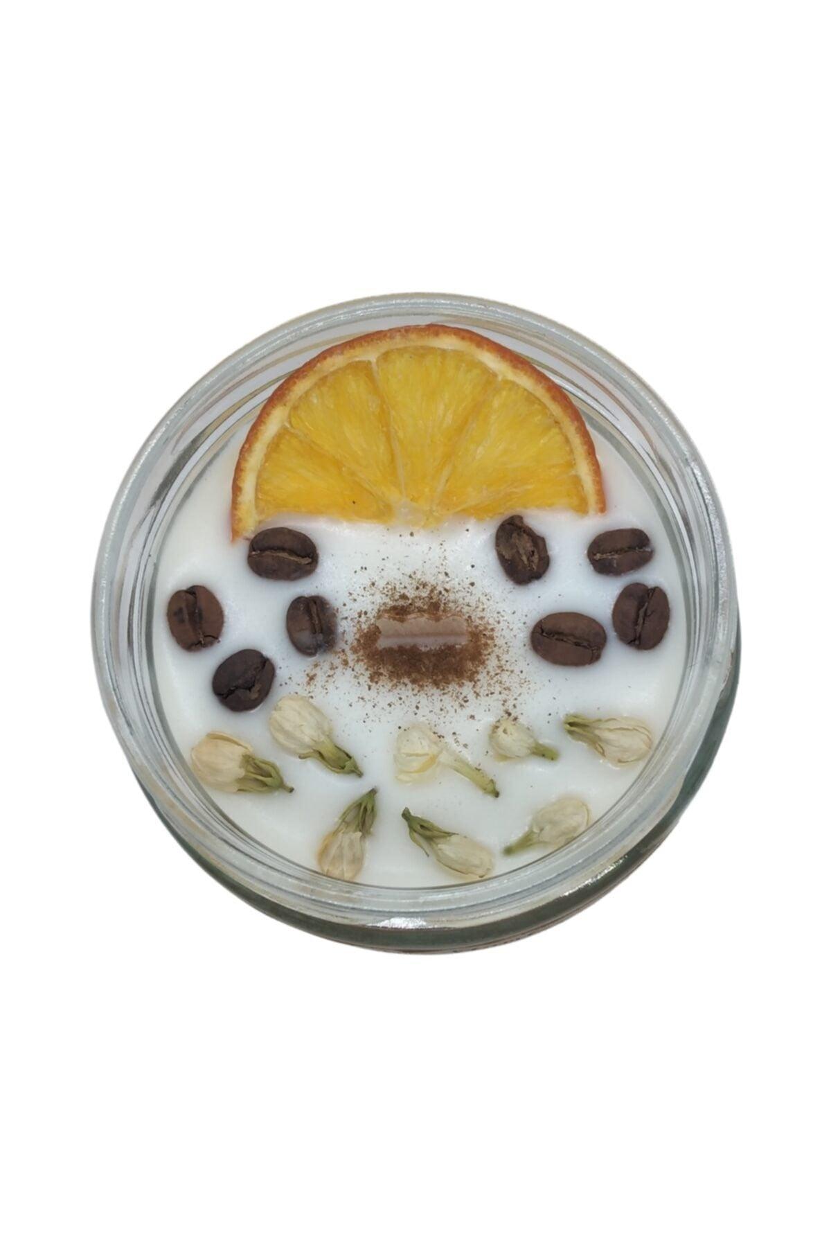 Aromatherapy Purification Candle Orange Brown Decorated Cinnamon Scented 240 gr - Swordslife