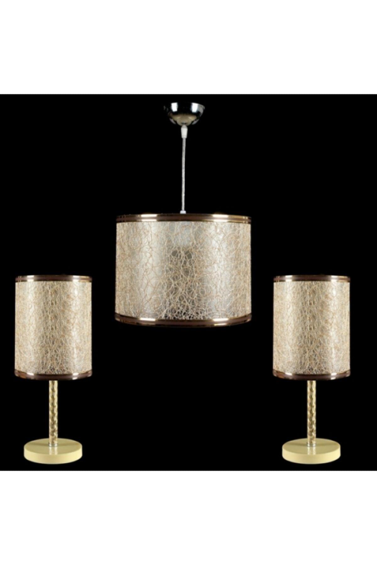 Artgift 3 Piece Gold Threaded Gold Chandelier And Lampshade Set - Swordslife