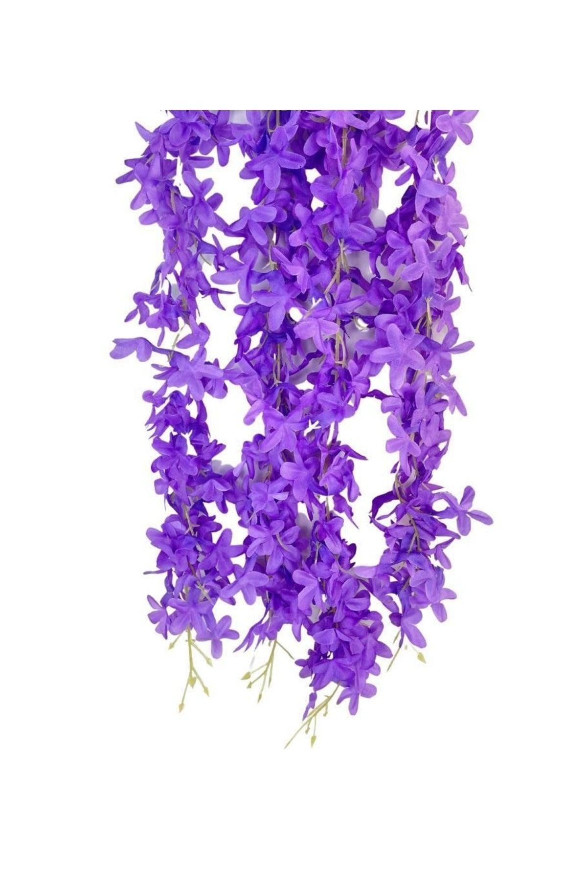 Artificial Flower Dangling 4 Branches Acacia 70cm Purple - Swordslife