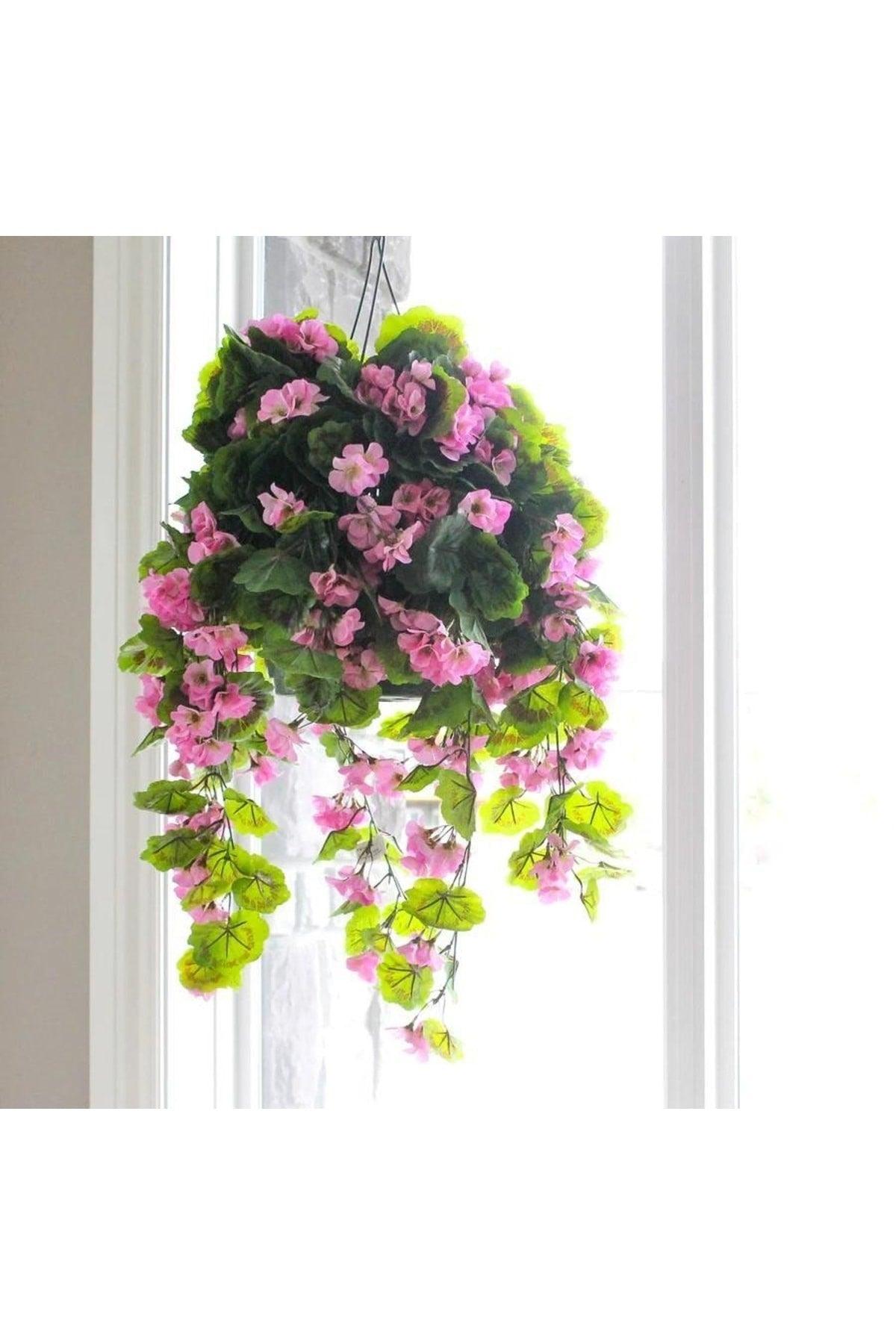 Artificial Flower Hanging Geranium 80cm 1st Quality Pink - Swordslife