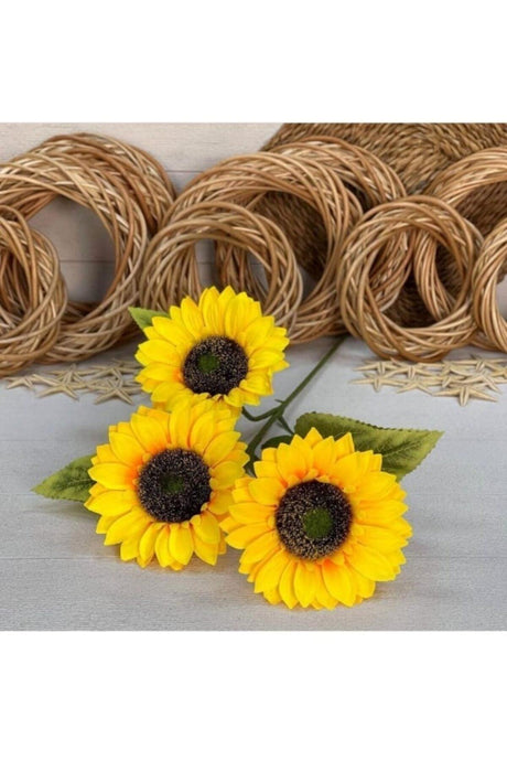 Artificial Flower Sunflower - Yellow Sunflower - Decorative Flower 86cm Giant Sunflower 3 Heads - Swordslife