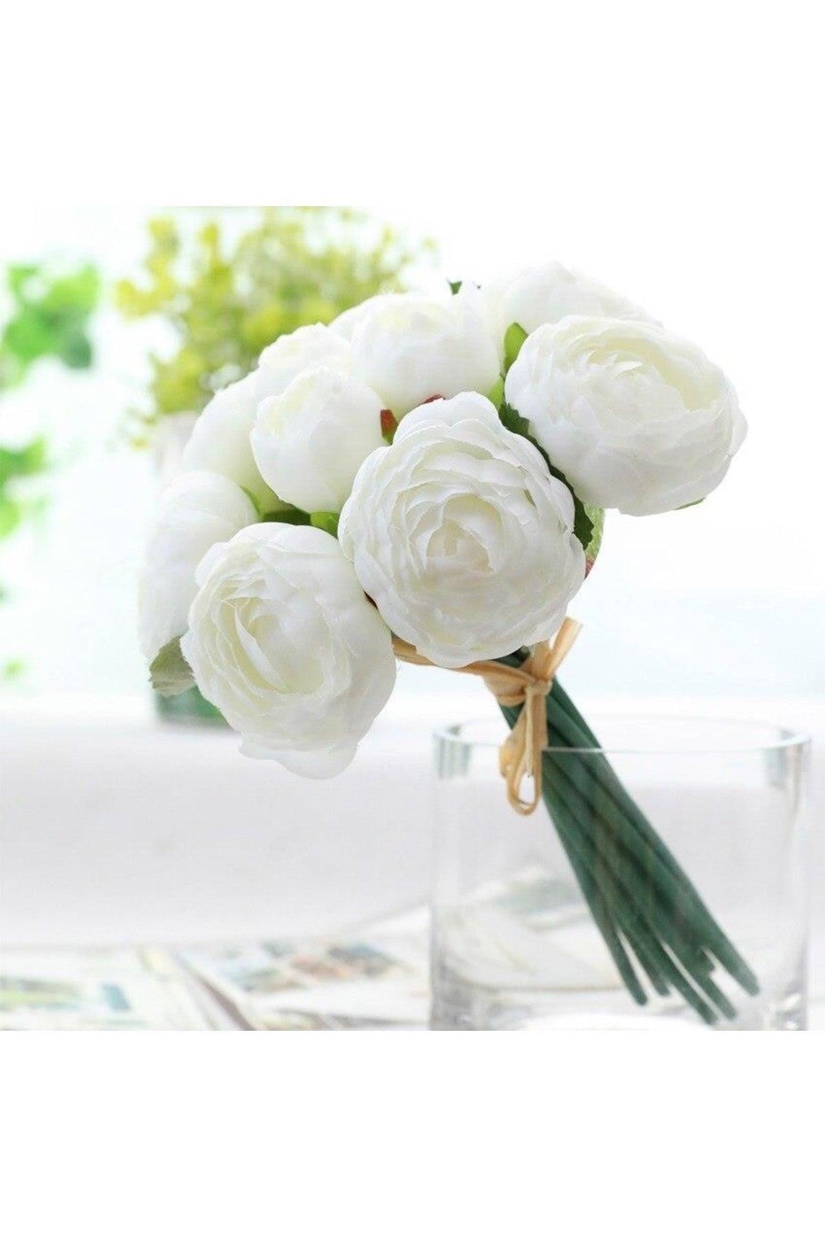 Artificial Flowers 10 Pcs White Peony Bundle Erengül Bridal Bouquet Flower - Swordslife