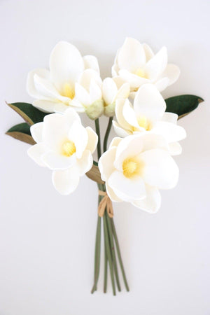 Artificial Lux Latex Magnolia Bundle 33 Cm White