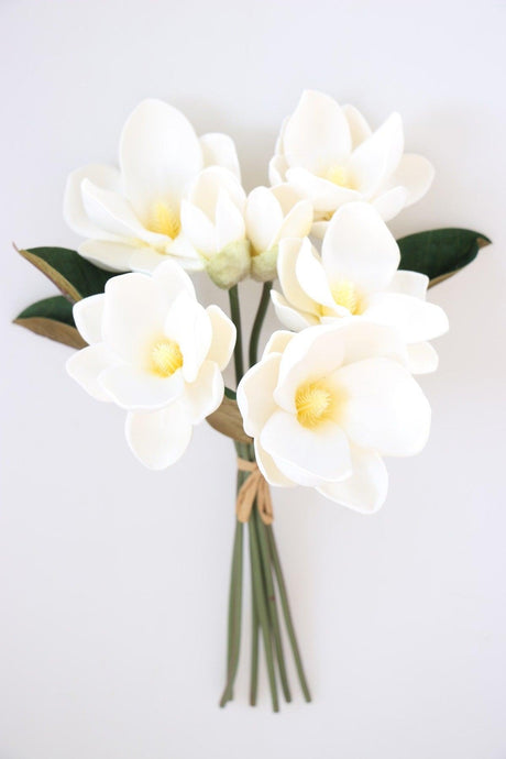 Artificial Lux Latex Magnolia Bundle 33 Cm White