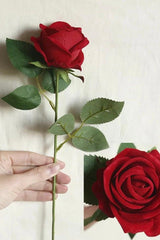 Artificial Rose Branch Velvet 50 Cm Red