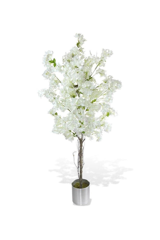 Artificial White Bougainvillea Tree 195*75cm Natural Looking Artificial Tree Aluminum Stainless Potted - Swordslife