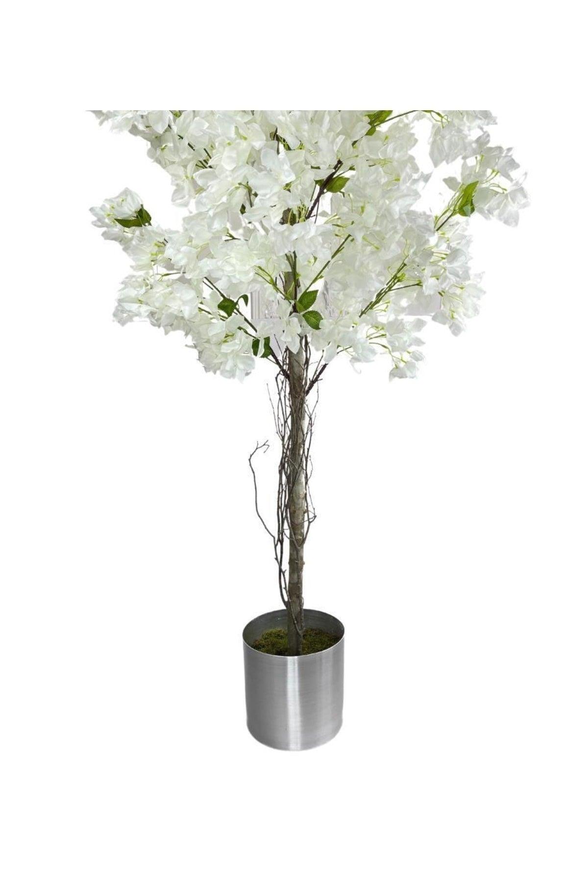 Artificial White Bougainvillea Tree 195*75cm Natural Looking Artificial Tree Aluminum Stainless Potted - Swordslife