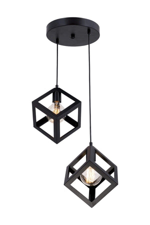 Arvis Cube 2-Piece Black Pendant Chandelier - Swordslife
