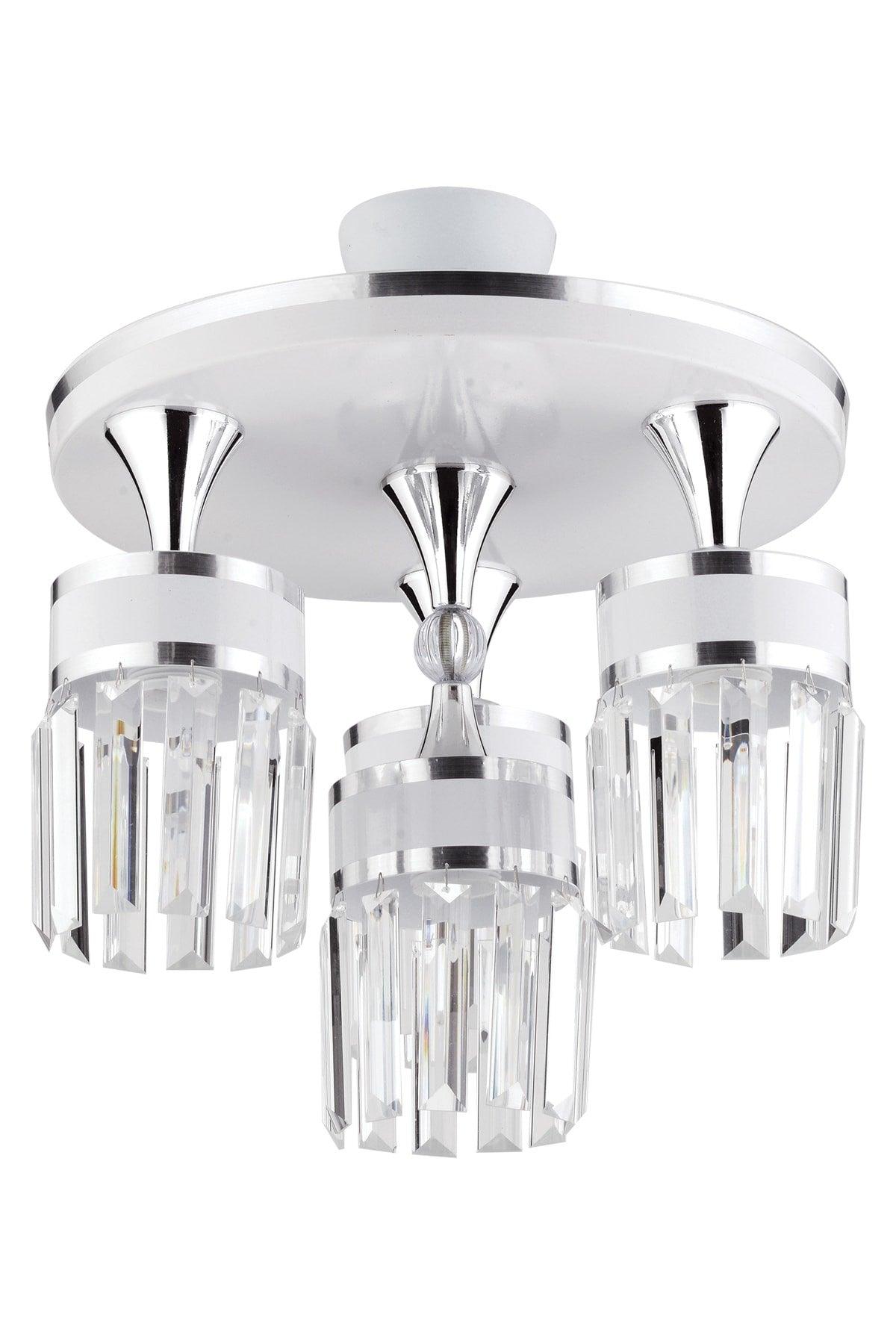 Aslı 4 Piece Profonyel Crystal Stone White Chrome Gilded Luxury Modern Chandelier - Swordslife