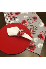 Aslıdreamhome American&service Runner, Floral Patterned Runner, 6 Pieces Red Mdf Supla Set - Swordslife