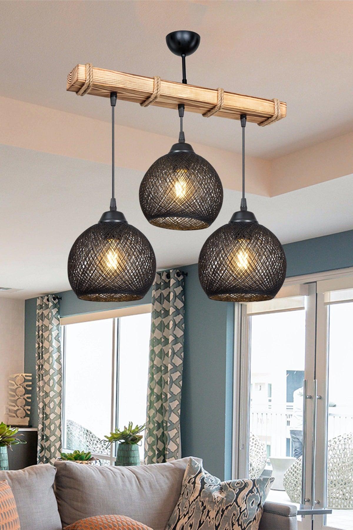 Aspe 3 Chandelier - Black Yumak Collective/living room-children's room-dining room-kitchen-vestibule-hall - Swordslife