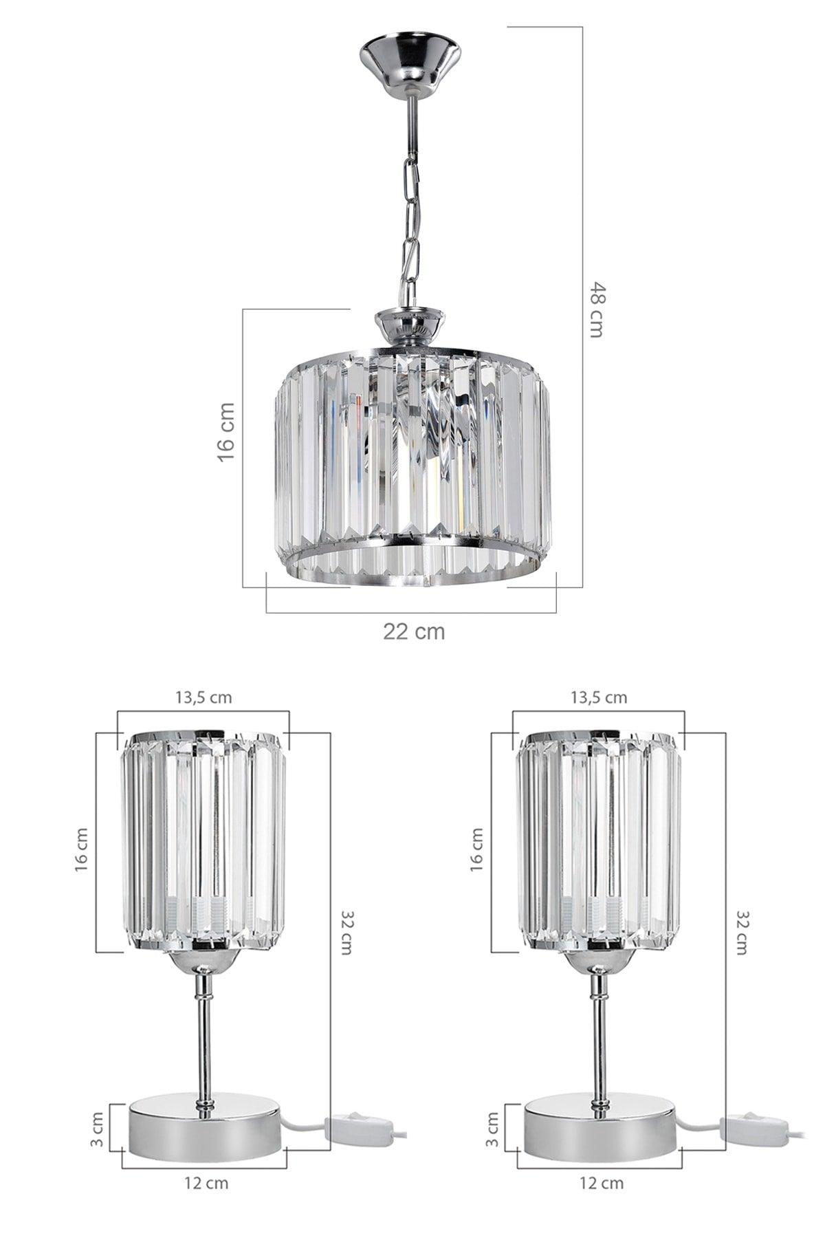 Century Crystal Chrome Bedroom Chandelier And Lampshade Set - Swordslife