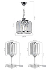 Century Crystal Chrome Bedroom Chandelier And Lampshade Set - Swordslife