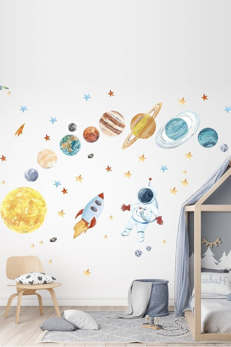 Astronaut And Planets Mega Set Wall Sticker - Swordslife