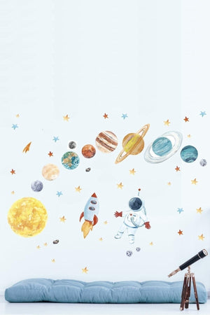 Astronaut And Planets Set Wall Sticker - Swordslife