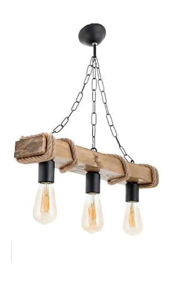 Authentic Wooden Natural Log Rope 3-Piece Chandelier(LIGHT COLOR). - Swordslife