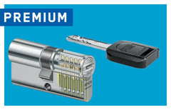 High-security locking cylinder with 11 locking elements and patented rib shaft coding