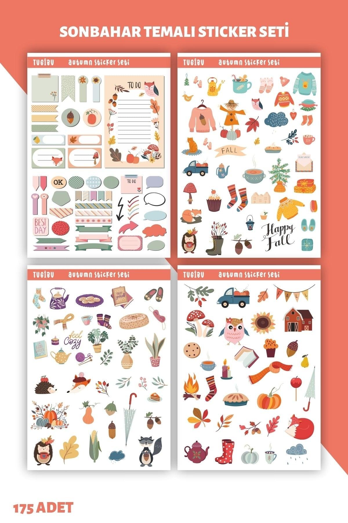 Autumn Themed Sticker Set 174 Pieces Agenda