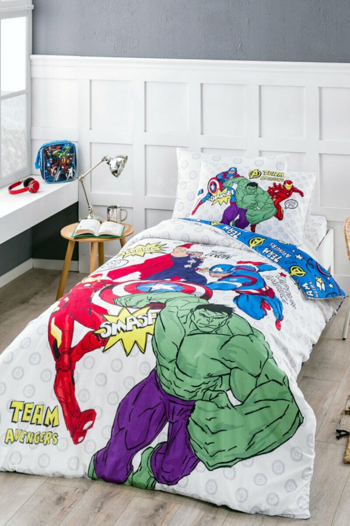 Avengers Team Single Disney Licensed Elastic Fitted Bed Sheet Kids Duvet Cover Set - Swordslife